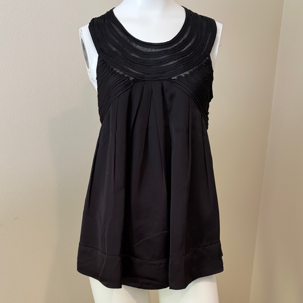 T-Bags Black Pleated Sleeveless Blouse
